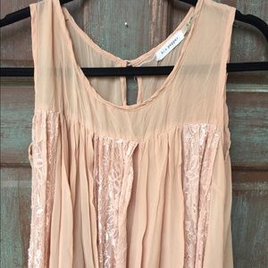 Loose peach blouse with scarf.  Small