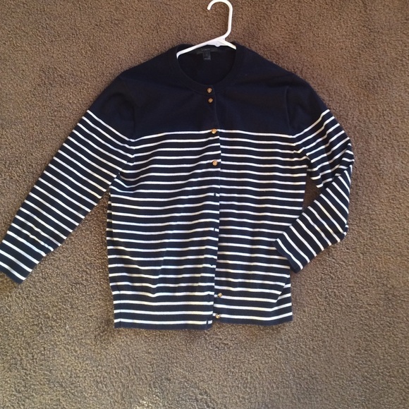 Cute J. Crew Navy Striped Cardigan