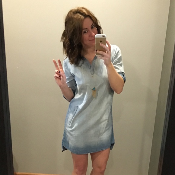 💙Denim Collared 3/4Sleeve Dress - Picture 3 of 3