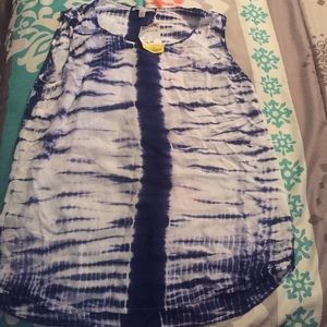 Navy Blue & White Blouse