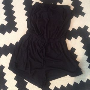 Black strapless romper