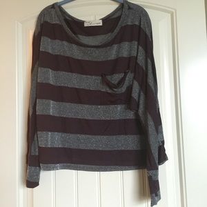 Silver & Plum Stripped Crop Top