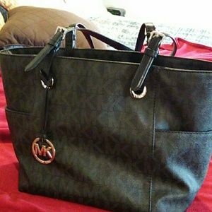Authentic Black MK Signature Tote