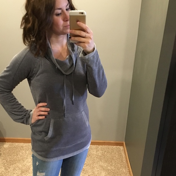 Reserved 💙Grey Funnel Neck Hoodie - Picture 3 of 3