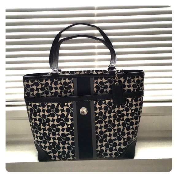 Coach Black and White Tote