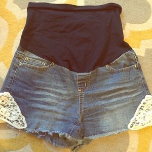 Denim maternity shorts