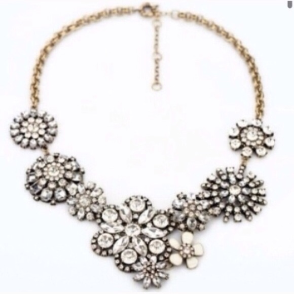 Jewelry - Clear Crystal Boucle Floral Big Statement Necklace