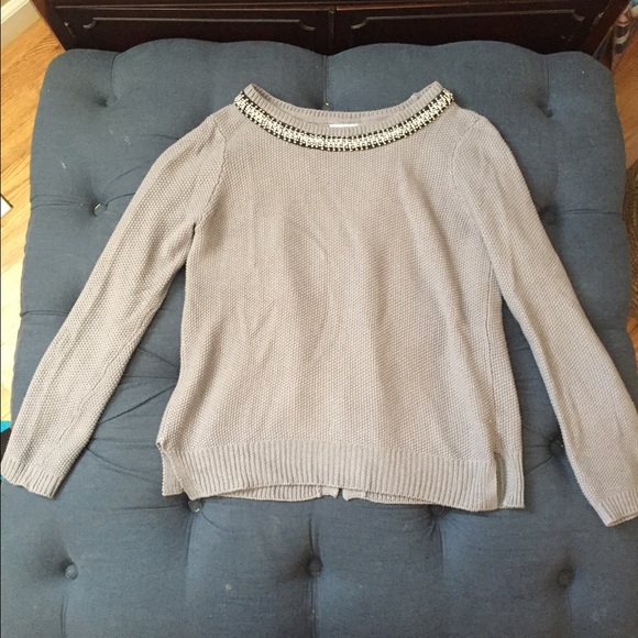Gray embellished sweater, size medium