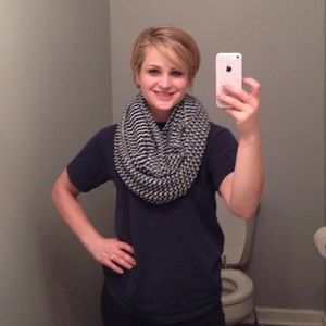 Light blue and black infinity scarf