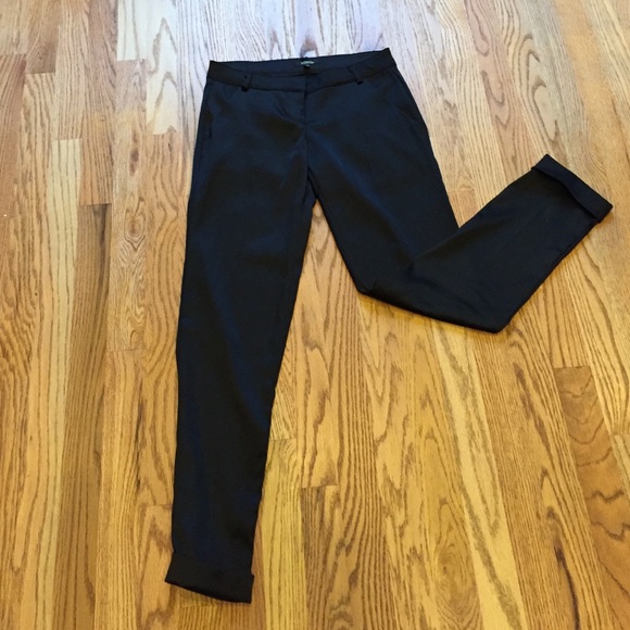 Black tapered slacks.