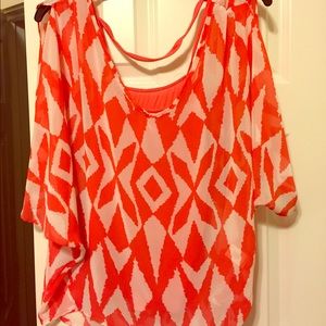Coral/white loose fitting top from Arden B!