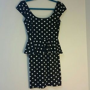 Polka dot peplum dress