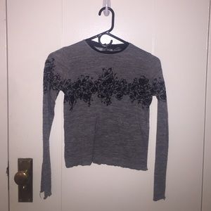 Black and grey floral Zara crop top