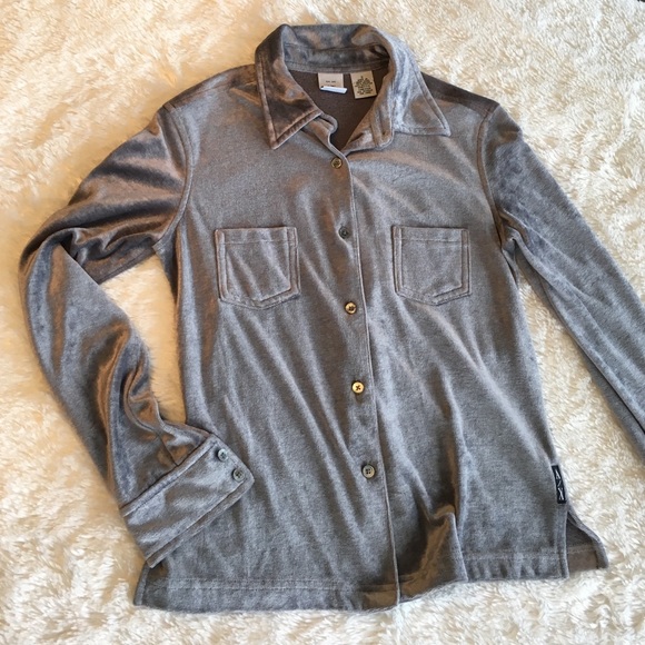 A|X Velvet Gray Long sleeve button front A|X top
