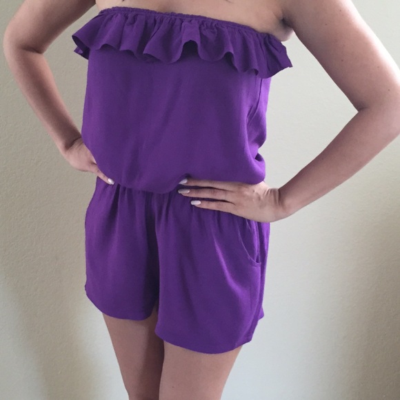 Pants - Purple Strapless Romper Sz M