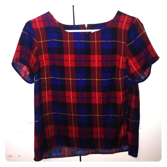 Plaid pattern soft shirt with zipper in back