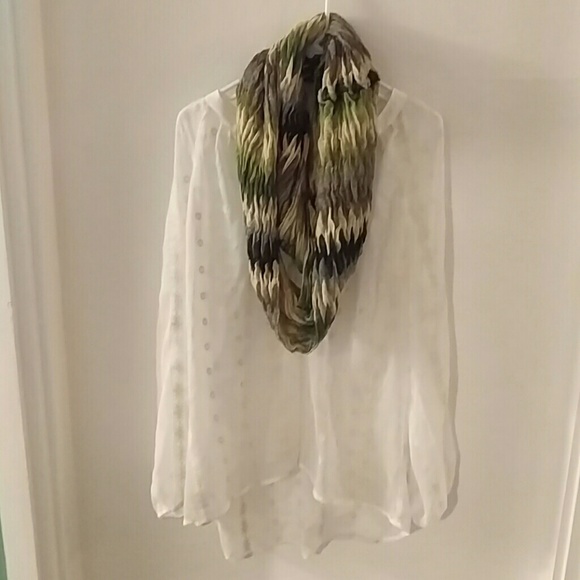 Sheer, embroidered, hi-lo blouse