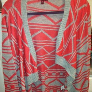 Coral and grey sweater tribal lined