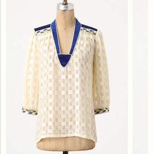 Anthropologie Madchen Velvet Trimmings Blouse
