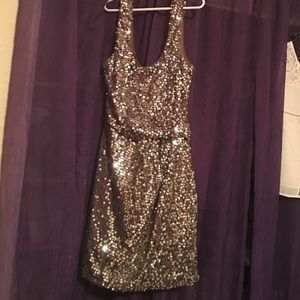 Brown sequined short dress