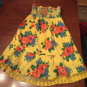 Flying Tomato yellow floral strapless dress