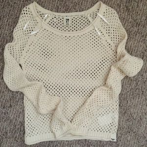 ROXY RAGLAN CROCHET LT WT SWEATER SZ S