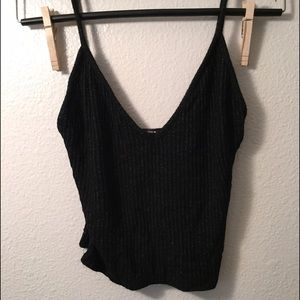 black knit fitted ribbed Joanne crop tank