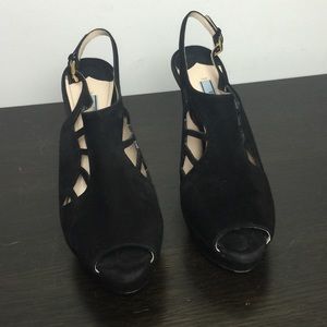 Prada Suede Peep Toe Heel (Black)