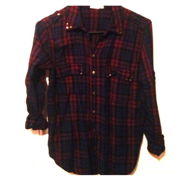 Maroon and navy flannel