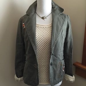 AZIZ EMBROIDERED BOHO FITTED BLAZER SZ S