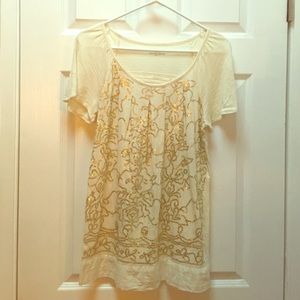 Shirt with gold sequence design