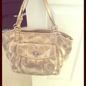 Coach purse--cream/gold with gold hardware