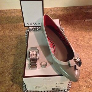 Genuine Coach Grey Patent Leather Flats