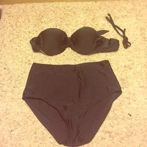 High waisted black bikini