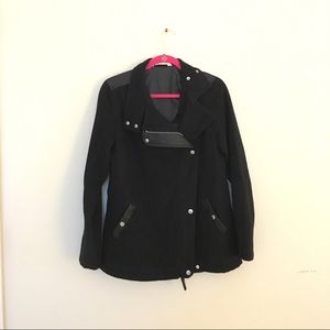 HOLLISTER Long Black Motorcycle Coat