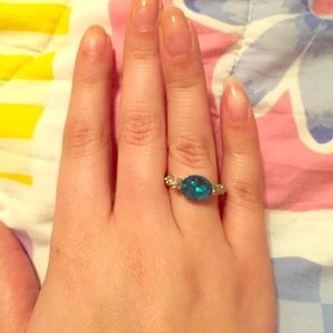 Light blue and silver ring