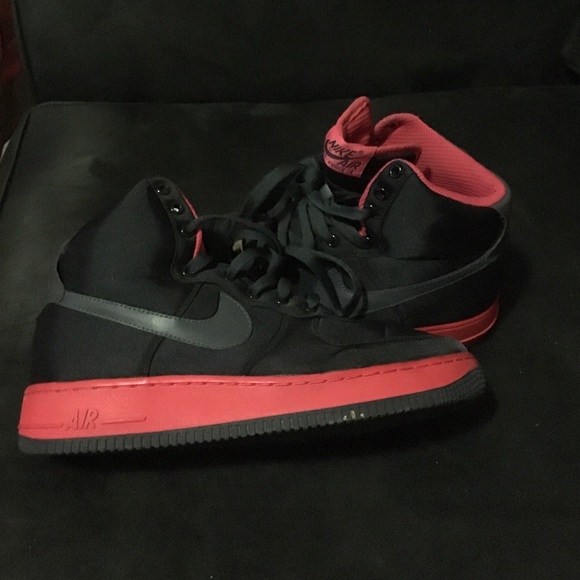 Nike Shoes - Black and Red Nike Satin Air Force 1