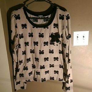 Tan and black bow tie long sleeve sweater XL