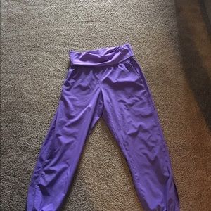 Purple Lululemon pants with fold over waist