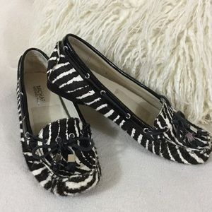 Michael Michael Kors zebra print fur loafers