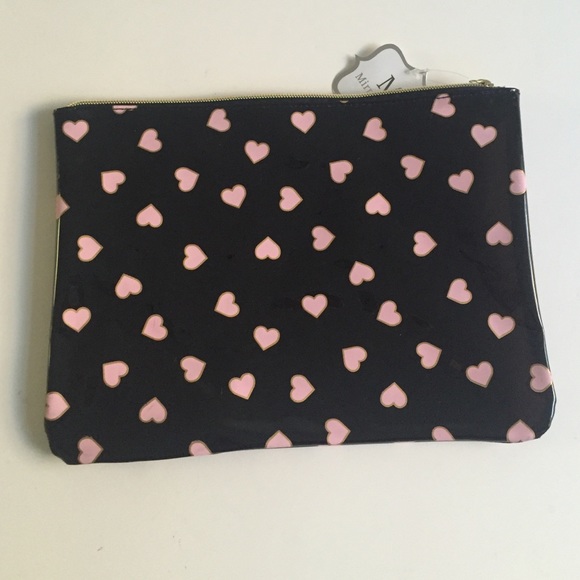 Mirror Mirror black pink & gold heart pouch