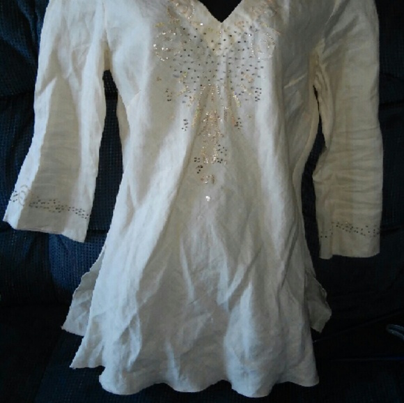 Modern Images cream color blouse beaded medium - Picture 2 of 4