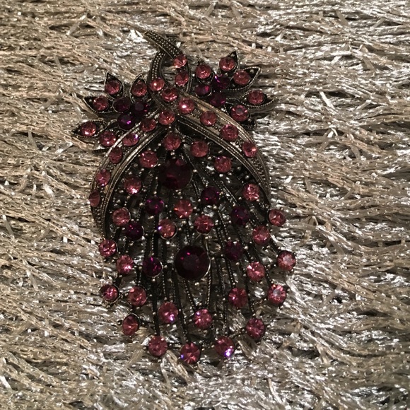 Pink and burgundy crystal Brooch