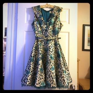 Tatyana leopard flower party dress