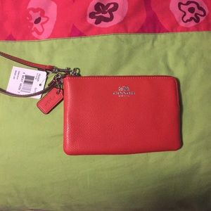 NWT leather Coach wristlet