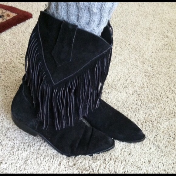 Black Fringe Cowgirl Boots