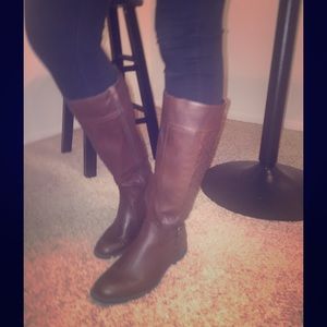 Brown leather boots