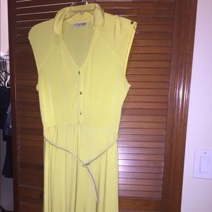 Yellow pleated dress