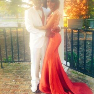 Red Two Piece Mermaid Prom Dress