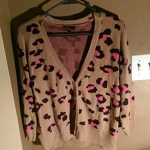 Brown and pink leopard design cardigan size XL